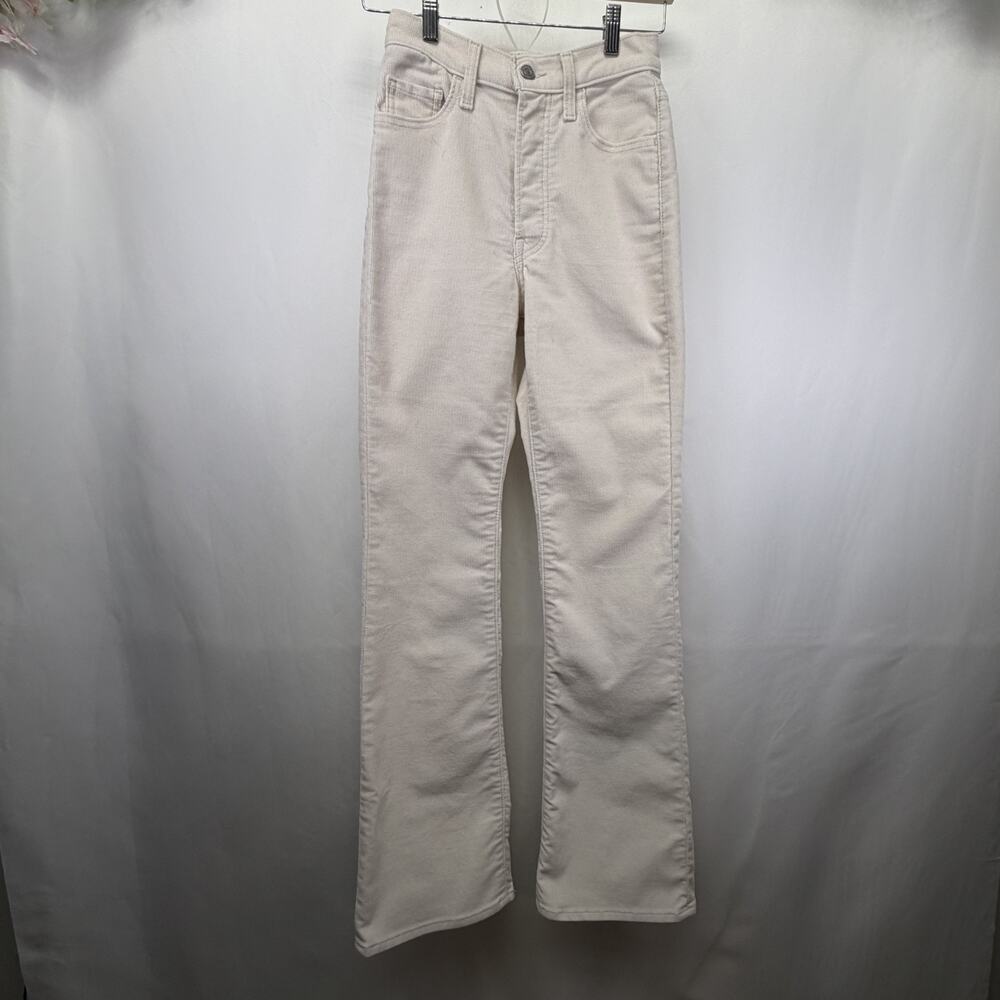 Levi's Premium Ribcage Bootcord Pants White Size 26 High Rise Corduroy Flare